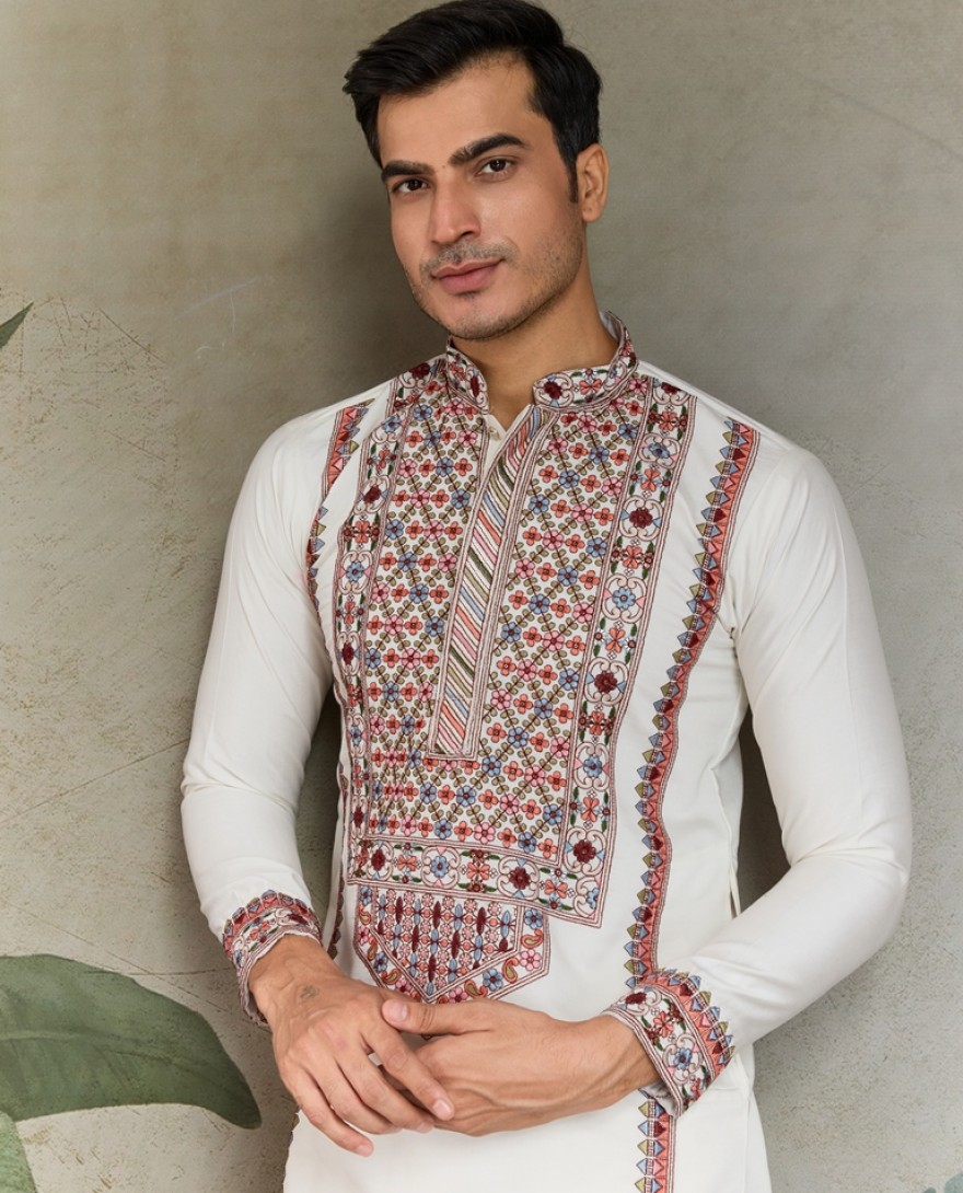 61303-white - Colors of Tradition – White Statement Kurtas for Every Celebration